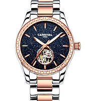 Женские классические часы наручные серебряные с золотым Carnival Lady Elite Denwer P Жіночий класичний