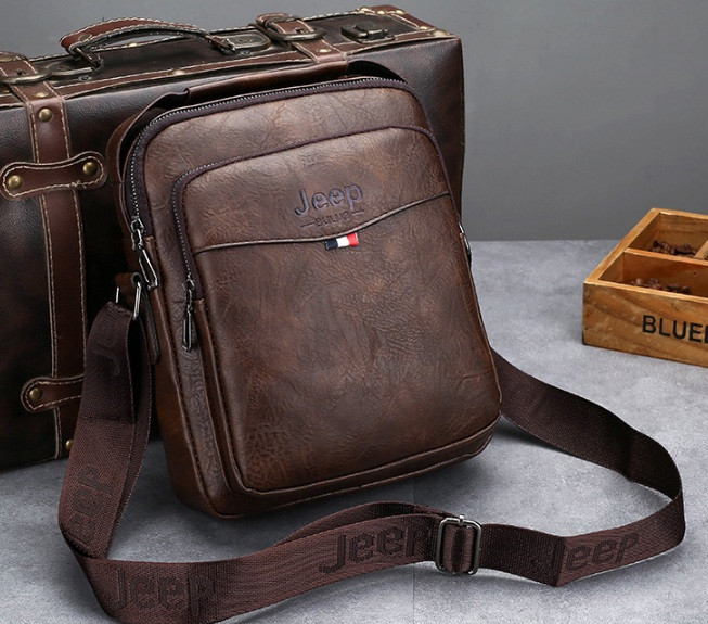Чоловіча сумка-планшетка Jeep повсякденна барсетка сумка-планшет для чоловіків екошкіра Темно-коричневий Denwer P