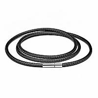 Черный плетеный шнур для подвески с карабином, длина - 60 см, диаметр - 3 мм