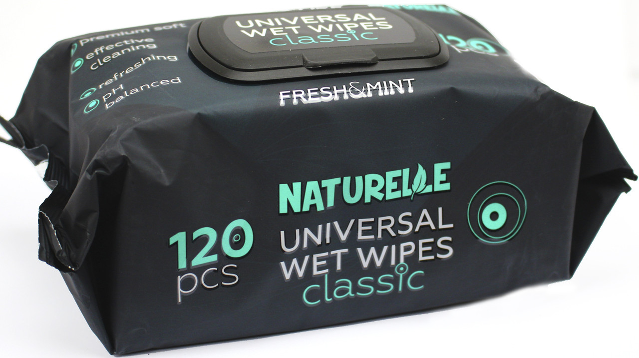 Серветки вологі "Naturelle" (120шт) Classic чорні №1417(8), фото 1