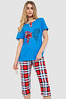 Пижама женская с принтом, цвет сине-красный, размер L, 219R116