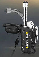 Водонепроницаемая электроимпульсная зажигалка explorer с двойной дугой и аккумулятором с подзарядкой от usb