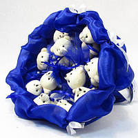 Букет из мягких игрушек 11 мишек синий Denwer P Букет з м'яких іграшок 11 ведмедиків синій