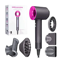 Фен-стайлер с 5 разными насадками для быстрой сушки и завивки волос hair dryer fan Techo