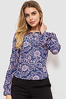 Блуза с принтом, цвет розово-синий, размер XS, 186R400