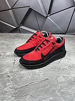 Кроссовки Nike из высококачественного мягкого натурального нубука красные, кроссовки мужские кожаные красные