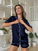 Женская пижама шорты+рубашка XS Синий