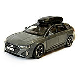 Іграшкова машинка металева Audi RS6 ауді сіра звук світло відкр двері багажник капот багажник Автосвіт 1:32, 15*7*5см (AP-2092), фото 2