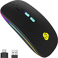 Бездротова миша Bluetooth з USB-приймачем 2.4G Slim Mouse 3 DPI 800/1200/1600 та 7 кольорове підсвічування