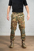 Штаны тактические с наколенниками мультикам армейские рипстоп боевые камуфляжные для зсу брюки всу рип-стоп