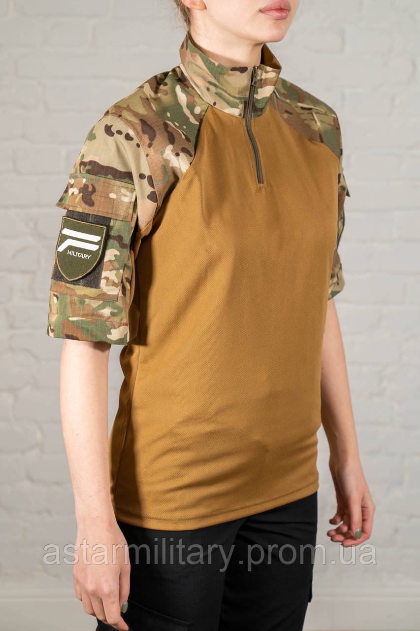 Військова сорочка multicam ріпстоп штурмова армійська статутна жіночий убакс з коротким рукавом мультикам UIO