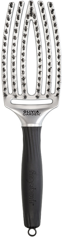 Щітка FingerBrush Care Iconic Boar&Nylon Trinity Silver Olivia Garden