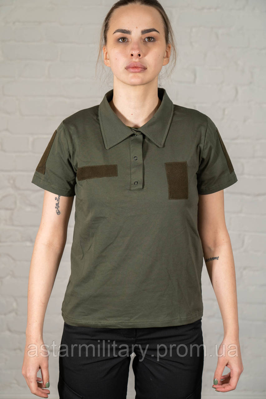 Поло хакі хб літнє для військових однотонна ус статутна жіноча армійська футболка олива бойова формена UIO