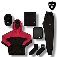Спортивный костюм Nike демисезонный мужской 6 в 1 | комплект штаны + кофта + футболка + кепка+барсетка+носки