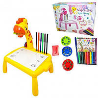 Детский стол проектор для рисования с подсветкой Projector Painting 24 Детали Розовый Techo