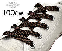 Шнурки для обуви Kiwi (Киви) плоские простые 100 см 7 мм цвет чёрно-коричневый(упаковка36пар) Тип4.7 "Спираль"
