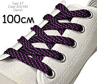 Шнурки для обуви Kiwi (Киви) плоские простые 100 см 7 мм цвет чёрно-фиолетовый(упаковка36пар) Тип4.7 "Спираль"