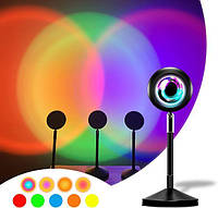Sunset Lamp проекционный светильник заката, рассвета, USB led Lamp , свет радужный, фиолетово-бирюзовый Techo