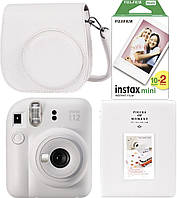 Набор Белый Фотокамера моментальной печати Fujifilm INSTAX Mini 12 Cray White / Картриджи / Чехол / Альбом