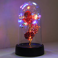 Вечная роза в колбе с LED подсветкой 15,5х5,5 см, Красная, №A54 / Долговечная роза в стеклянной колбе