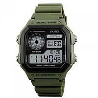 Тор! Мужские спортивные электронные часы Skmei 1299AG Темно-зелёные