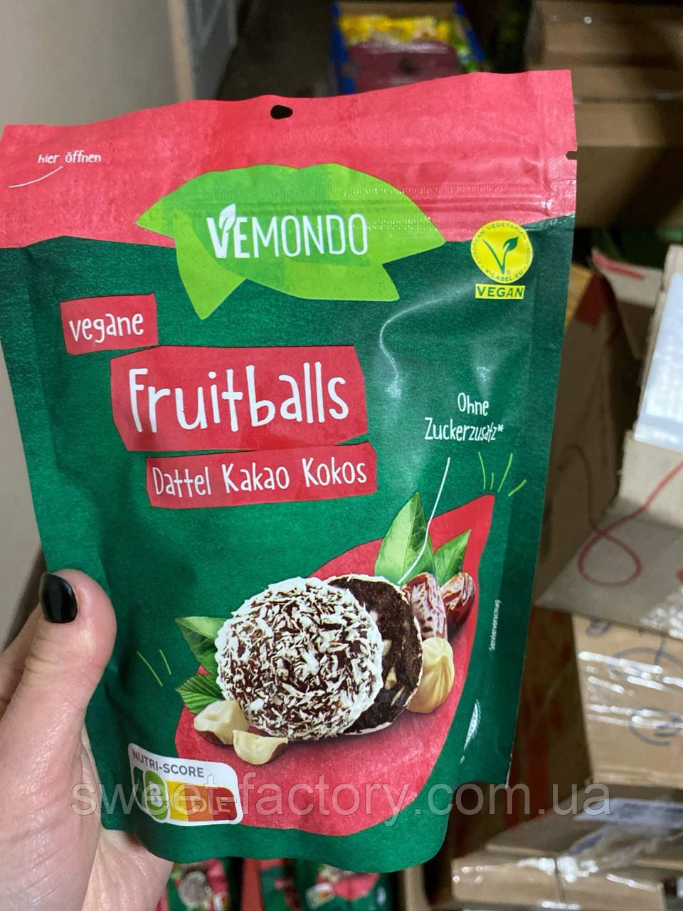 Снеки Vemondo Fruitballs Dattel Kakao Kokos 144g, фото 1
