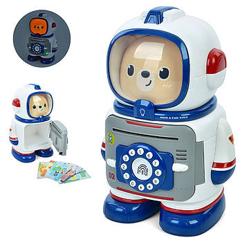 Сейф-скарбничка Ведмедик Космонавт зі звуковими та світловими ефектами MK 5061 Дитяча скарбничка з унікальним дизайном