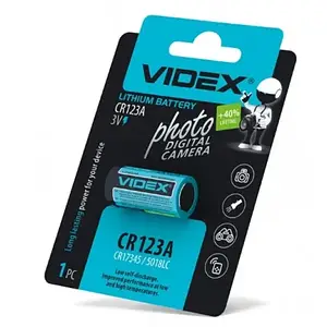 Батарейка Videx CR123A 1500mAh 1 шт, 3V