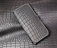 Чехол-книжка Premium для LG Q6 Prime, черный крокодил