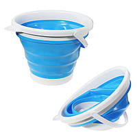 Ведро 10 литров туристическое складное Collapsible Bucket, Синее / Универсальное круглое Ведро