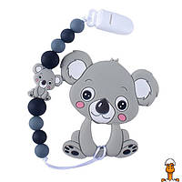 Прорезыватель, коала силиконовые бусы 26 см, детская игрушка, серый, от 0 лет, Bambi WD210712(Grey)