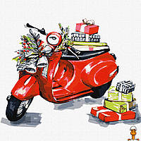 Картина по номерам "рождественский мотоцикл" ©fashionillustration_tania, 30х30 см, детская игрушка, от 5 лет