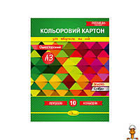 Набір кольорового картону а3, односторонній, 10 аркушів, дитяча іграшка, віком від 3 років, Апельсин КК-А3-10