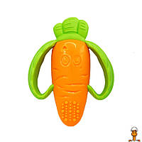 Прорезыватель-погремушка "морковь", текстурная, детская игрушка, от 3-х месяцев, Mega Zayka MGZ-0418