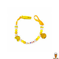 Цепочка для пустышки, с колокольчиком, детская игрушка, от 0 лет, Mega Zayka MGZ-0500(Yellow)