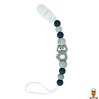Силиконовая цепочка для пустышки "енот", длина 24 см, детская игрушка, от 0 лет, Mega Zayka MGZ-0522