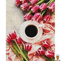 Алмазная мозаика "тюльпаны к кофе", 40, детская игрушка, от 10 лет, Brushme DBS1047