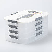 LUGI Контейнер для їжі багаторівневий для заморожування та зберігання продуктів у холодильнику 16.5 см Білий
