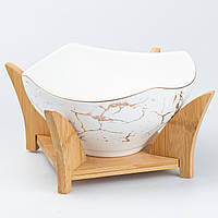 LUGI Салатница с подставкой большая миска 23х13.5 см керамическая тарелка Белая