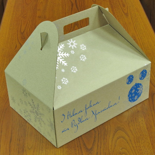 Новорічні подарункові Коробки з ручками 310х220х110, бура, фото 1