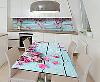 Наклейка 3Д виниловая на стол Zatarga «Бирюзовая доска» 600х1200 мм для домов, квартир, столо DL, код: 6508494