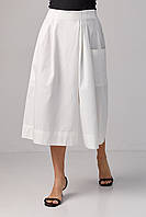 Женские штаны-кюлоты с имитацией юбки - молочный цвет, XL