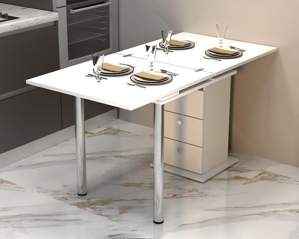 Стіл кухонний розкладний "Кардамон" 140х70х75 см. Білий, фото 1