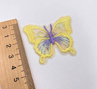 Метелик вишитий, сітчастий / Патч метелик / Ціна за 1 шт / ~ 4см / Жовтий