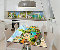 Наклейка 3Д вінілова на стіл Zatarga «Встріч на Лазурному березі» 600х1200 мм для будинків, Ква ML, код: 6509464