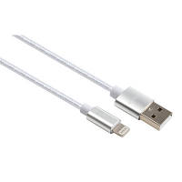 Дата кабель USB 2.0 AM to Lightning 1m nylon silver Vinga VCPDCLNB1S d