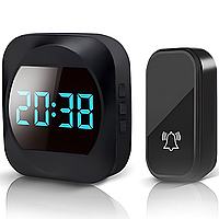 Бездротовий дверний дзвінок з годинником Digital Lion WDB-05C, з автономною кнопкою, до 150 м, Чорний
