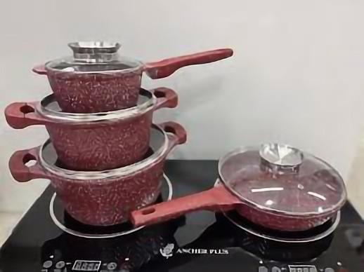 Набор посуды Higher Kitchen HK-305 с гранитным антипригарным покрытием, красный - фото 8 - id-p2183609569