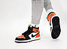 Чоловічі кросівки Nike Air Jordan 1 High Black Orange (Чорні) Взуття Найк Аір Джордан 1 високі шкіряні демісезон, фото 7