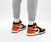 Чоловічі кросівки Nike Air Jordan 1 High Black Orange (Чорні) Взуття Найк Аір Джордан 1 високі шкіряні демісезон, фото 6